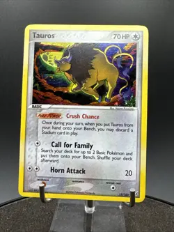 Tauros 12/100 Holo Rare EX Crystal Guardians Pokemon Card SWIRL - Image 3