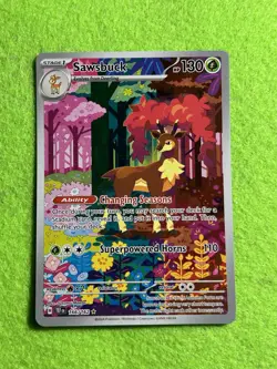 Pokemon TCG Sawsbuck Card Temporal Forces 166/162 Illustration Rare - Image 1