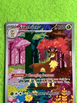 Pokemon TCG Sawsbuck Card Temporal Forces 166/162 Illustration Rare - Image 2