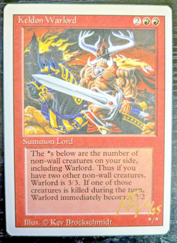 MTG REVISED 1994 Keldon Warlord SIGNED IN GOLD BY KEV BROCKSCHMIDT - Image 1