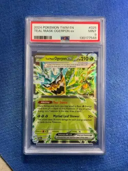2024 POKEMON TWM EN #25 TEAL MASK OGERPON EX PSA 9 TWILIGHT MASQUERADE - Image 1