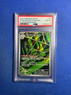 2025 POKEMON DRI EN-DESTINED RIVALS #187 TEAM ROCKET'S SPIDOPS PSA 8 - Image 1