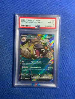 2025 Pokemon Destined Rivals EN Arven’s Mabosstiff EX #139 PSA 8 - Image 1