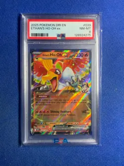 2025 POKEMON DRI EN-DESTINED RIVALS #039 ETHAN'S HO-OH EX PSA 8 - Image 1