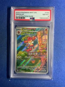 2025 POKEMON WHT EN-WHITE FLARE ILLUSTRATION RARE #100 SIMISEAR PSA 8 - Image 1