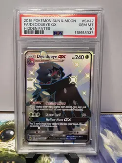 2019 Pokemon S&M Hidden Fates Full Art Shiny Decidueye GX #SV47 PSA 10 - Image 1