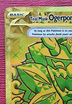 Teal Mask Ogerpon EX Pokemon Prismatic Evolutions Gold Hyper Rare # 177/131 - Image 3