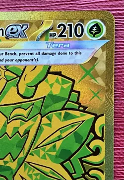 Teal Mask Ogerpon EX Pokemon Prismatic Evolutions Gold Hyper Rare # 177/131 - Image 4