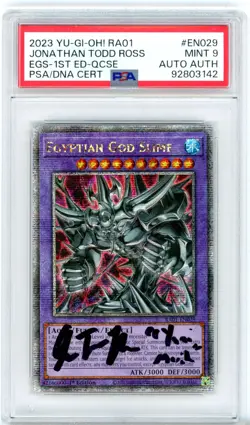 PSA 9 Signed Jonathan Todd Ross Yu-Gi-Oh! Egyptian God Slime 25th Anniversary - Image 1