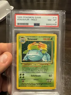Pokemon TCG Venusaur Holo Unlimited Rare Card Base Set PSA 8 (15/102) - Image 1