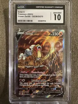 CGC 10 Entei V GG36/GG70 Galarian Gallery Crown Zenith Pokemon Card - Image 1