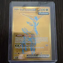 Pokemon Prismatic Evolutions Iron Leaves EX Card 176/131 Gold Hyper Rare - Image 1