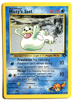 Mistys Seel 91/132 Gym Challenge Unlimited Pokemon Regular Common NEAR MINT NM - Image 1