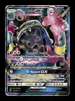 Pokemon Alolan Muk GX Ultra Rare SM - Burning Shadows 84/147 NM - Image 1