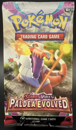 Scarlet and Violet Paldea Evolved Booster Pack Sealed Skeledirge Art Pokemon TCG - Image 1