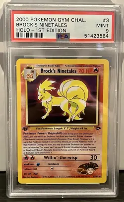 Brock’s Ninetales 3/132 Gym Challenge 1st Edition Holo 2000 PSA 9 Pokemon TCG - Image 1