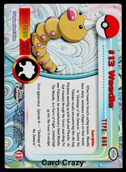 Weedle #13 - Topps Chrome Series 1 Pokemon Card Played - Image 2