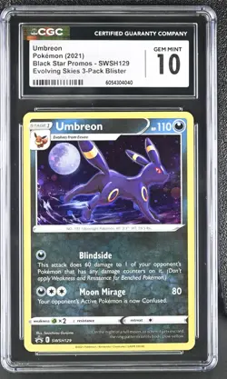 Pokemon Umbreon SWSH129 Sword & Shield Black Star Promo Card Cosmos Holo CGC 10 - Image 1