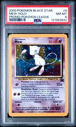 SWIRL PSA 8 2000 Pokemon League Black Star Promo #9 MEW Holo Graded NM-MT Card - Image 1