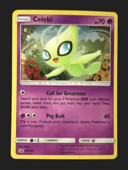 CELEBI -SM224 - Sun & Moon Black Star Promo Pokemon TCG Card Cosmos Holo Rare LP - Image 1