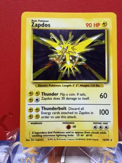 Zapdos 016/102 Base Set Holo WOTC Pokemon Card MP #455 - Image 1