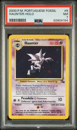 2000 Pokemon PORTUGUESE Unlimited Fossil Haunter Holo 6/62 PSA 7 NM - Image 1