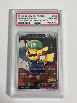 Pokemon 2016 Luigi Pikachu Promo #296 - PSA 10 GEM MINT - Japanese XY - Image 1
