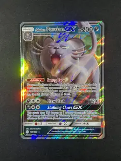 Pokemon TCG Alolan Persian GX 129/236 SM Cosmic Eclipse Full Art Ultra Rare - Image 1