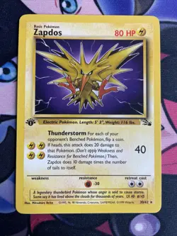 Zapdos 30/62 1st Edition - Pokemon Fossil WotC Non-Holo Rare Vintage - NM - Image 1