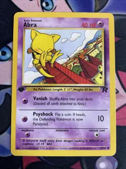 Pokemon TCG Team Rocket Abra 49/82 1st Edition WOTC LP+ - Image 1