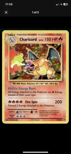 Pokemon TCG Charizard Evolutions Holo Rare Card 11/108 Good Condition - Image 1
