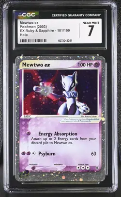 CGC 7 Mewtwo ex 2003 EX Ruby & Sapphire 101/109 Holo Pokemon Card - Image 1