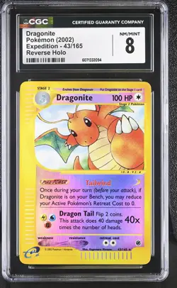 CGC 8 Dragonite 2002 Expedition 43/165 Reverse Holo Pokemon Card - Image 1