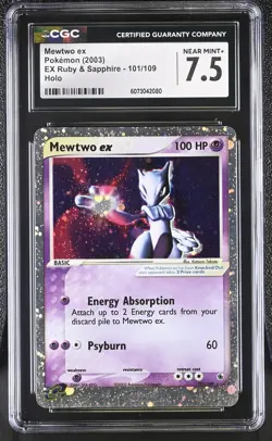 CGC 7.5 Mewtwo ex 2003 EX Ruby & Sapphire 101/109 Holo Pokemon Card - Image 1