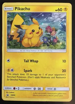Pikachu SM86 Black Star Holo Rare Promo Pokemon Card Damaged - Image 1