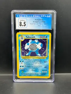 Pokemon CGC 8.5 NM/Mint+ Poliwrath 13/102 Base Set Unlimited Holo 1999 S#0035 - Image 1