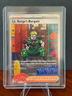 2025 Pokemon Mega Evolution Lt Surge's Bargain Special Illustration Rare 185/132 - Image 1