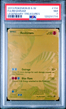 2013 Pokemon Black & White Reshiram Legendary Treasures Gold #114 PSA 7 - Image 1