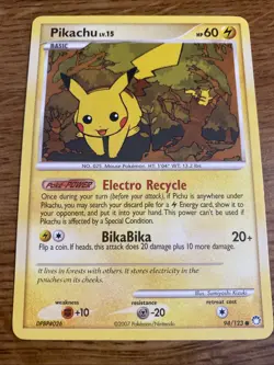 2007 Pokemon Diamond & Pearl Mysterious Treasures Pikachu #94/123 - Image 1