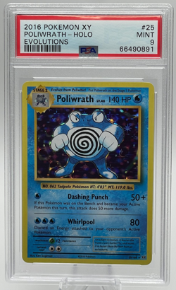 2016 POKEMON XY EVOLUTIONS #25 POLIWRATH HOLO PSA 9 MINT - Image 1