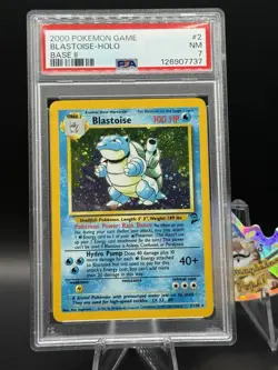 Hydro Pump Swirl!!! 2000 Pokemon Game Blastoise Base Set 2 Holo 2/130 - PSA 7 - Image 1