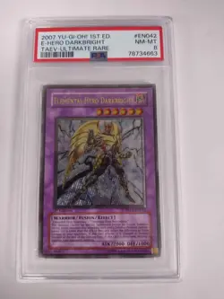 PSA 8 - Elemental Hero Darkbright TAEV-EN042 1st Edition Ultimate Rare YuGiOh - Image 1
