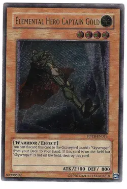 YUGIOH ELEMENTAL HERO CAPTAIN GOLD FORCE OF THE BREAKER ULTIMATE RARE FOTB-EN014 - Image 1