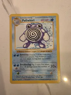 Pokemon TCG Card - Base Set Shadowless Poliwhirl #38 - LP/NM - Image 1