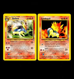 2000 Pokemon QUILAVA & CYNDAQUIL Neo Genesis OC ERROR Non Holo Set Cards Lot NM+ - Image 1