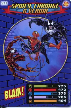 Spiderman Heroes And Villains Card #175 Spider , Carnage & Venom - Image 1