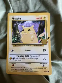 1995 Pikachu Pokemon Card Thunder Jolt 40 HP Basic 58/102 - Image 1