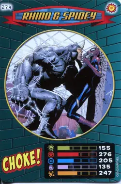 Spiderman Heroes And Villains Card #274 Rhino & Spidey - Image 1