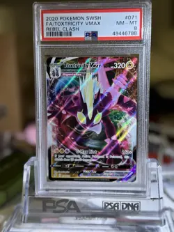 Pokemon TCG Toxtricity VMAX Rebel Clash Holo Ultra Rare Card 071/192 PSA 8 - Image 1