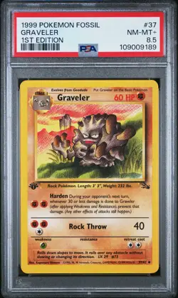 Pokemon Card Graveler 37/62 1st Edition Fossil Set 1999 PSA 8.5 NM-MT+ - Image 1